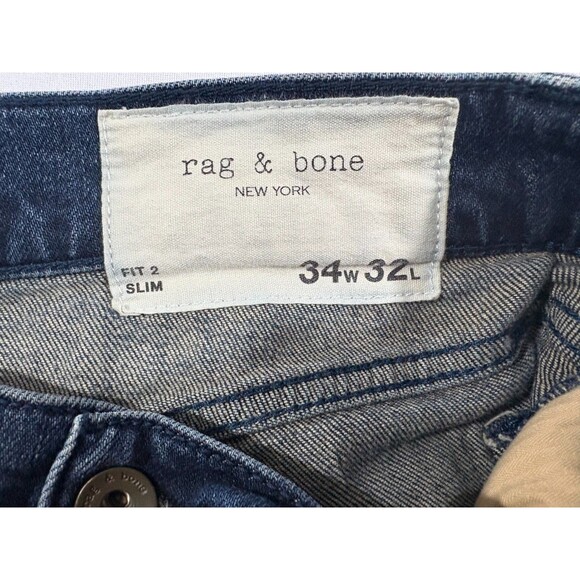 Rag & Bone Mens Blue Denim Dark Wash Jeans Cotton Fit 2 Slim Leg Pants Sz 34x32 - Picture 6 of 12